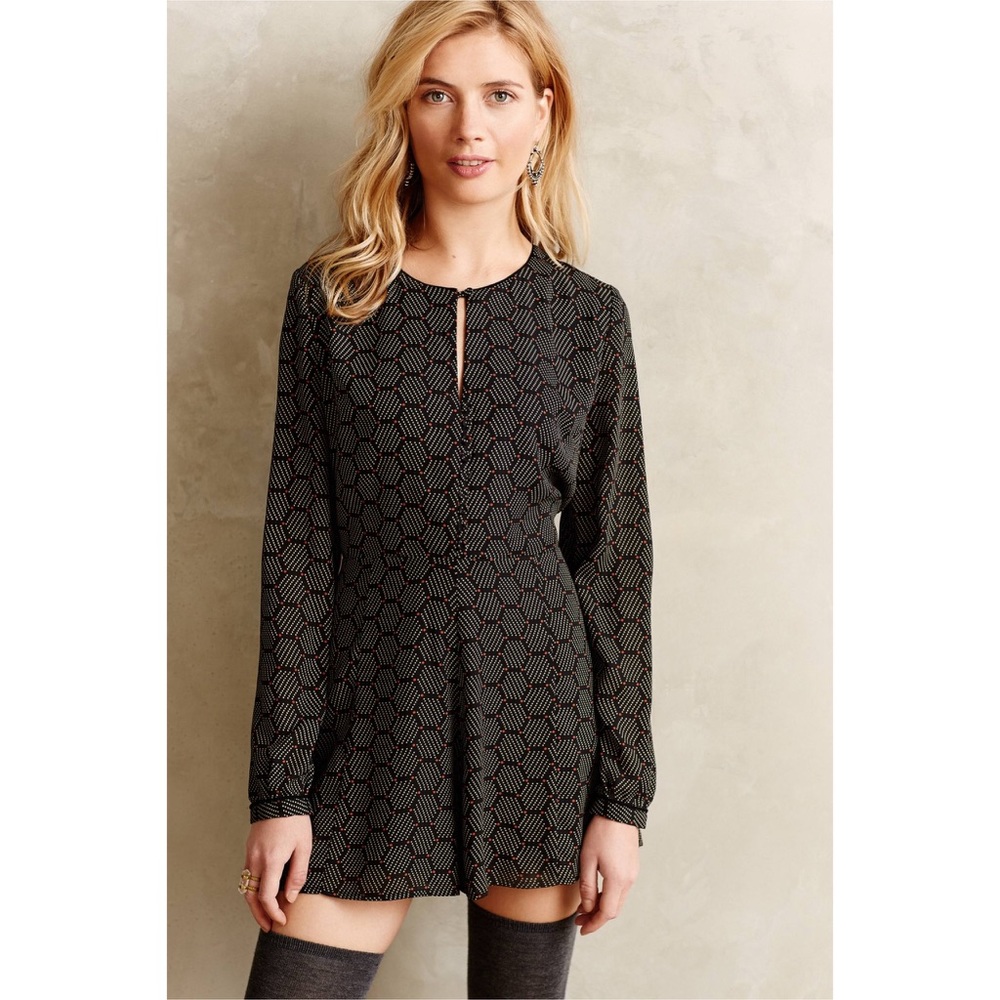 Anthropologie Harlyn Honeycomb Long Sleeve Romper